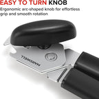 Can Opener Manual, MARSWELL Comfy Grip Can Opener Hand Held with Magnetic Lifter, Smooth Cutting Sharp Blade, Manual CanOpener for Seniors with Easy Turn Knob, Black