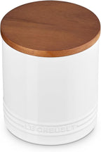 Le Creuset Signature Salt Cellar and Storage Canister with Wood Lid, 1.2 qt., White