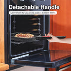 Griddle Pan with Lid, 10 Inch Cast Aluminium Non Stick Grill Pan with Detachable Handle for Induction Hob, Black