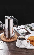Coffee Maker 9 Cup Moka Pot Stainless Steel Percolator coffee pot Espresso Maker, Compatible with Gas, Electric, Ceramic, and Induction stovetops(15 fl oz/450 ml)