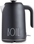 Rae Dunn Electric Hot Water Kettle - Stainless Steel Coffee Maker, Tea Kettle, Swivel Base, With Automatic Shut Off Boil-Dry Protection, Easy Pour Pitcher, 1500 Watt Boiling Power, 1.7 Liters, Black