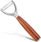 Premium Y Type 304 Stainless Steel Multifunctional Kitchen Peeler Real Wood Handle Ultra Sharp Blade Vegetable Potato Apple(Aosuan)