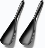 Silicone Spatula Spoon, Great for Both Cooking and Serving Durable BPA-Free Matte Black Silicone, Seamless Design, Safe for Nonstick Cooking Surfaces, 2-Pcs, Black