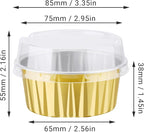 EUSOAR Disposable Ramekins with Lids, 5oz 100pcs Muffin Liners Cups with Lids, Creme Brulee Foil Ramekins, Aluminum Foil Cupcake Baking Cups, for Party Favor Birthday 5 Colors Mixed