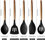 Kitchen Utensils Set, Silicone Cooking Utensils Set,Non-Stick Silicone Spatula Set with Natural Acacia Hard Wood Handle, 5 Piece, Upgraded Thickened Cookware