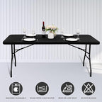 6 Pack Black Elastic Rectangle Table Top Cap Cover, Fits 4' Tables, 30" W x 48" L
