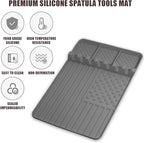 2 PCS Silicone Griddle Tools Mat for Blackstone,Grill BBQ Caddy Utensils Holder for Kitchen,Cooking & Countertop,Large Spatula Mat with Drip Pad,Griddle Accessories for Blackstone (Grey-2)