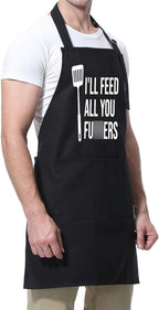 Miracu Funny Cooking Aprons for Men Women, Funny Dad Gifts for Mens Father, Mom - Fathers Christmas, Birthday Gifts for Dad Step Brother Boyfriend Husband, Cool BBQ Grilling Kitchen Chef Apron