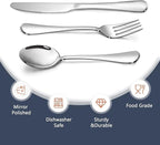Silverware Set,SANTUO Stainless Steel Knives Spoon Forks Set for Home, Kitchen and Restaurant, Mirror Polished& Dishwasher Safe (24pcs-Dinner knives set)