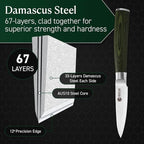 HexClad Paring Knife, 3.5-Inch Japanese Damascus Stainless Steel Blade, Pakkawood Handle