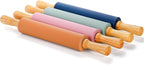 Yopay 4 Pack Silicone Rolling Pin for Baking, Non Stick Large 17 Inch Roller with Wood Handle for Tortillas Dough, Pizza, Pie, Pastries, Pasta, Cookies, Good Grips, Easy to Wash