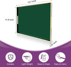 Gifturbo Large Serving Tray with Handles，Green Rectangular Plastic Elegant Decorative Coffee Table Trays for Ottoman, Living Room, Bathroom, Home Decor, Vanity Tray with Gold Trimming, 15.7” x 11.8”