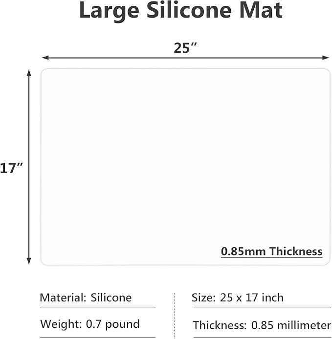 Gartful Silicone Mats for Kitchen Counter, Large Silicone Countertop Protector 25" by 17", Nonskid Heat Resistant Desk Saver Pad, Multipurpose Mat, Placemat, Translucent
