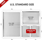 TENUP 6 Pack Aluminum Full Sheet Pan, 26" x 18" Heavy Duty Commercial Baking Tray Reinforced Rim, Warp-Resistant Rust-Free