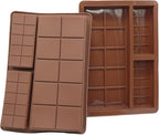 Silicone Chocolate Bar Mold, 1 Inch Deep, Large Candy Mould for Stuffed Bars and Fillings, 2 Pcs (brown)