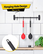 Pack of 2 Large Silicone Cooking Spoon Non Stick Solid Basting Spoons Heat-Resistant Kitchen Utensils for Mixing Serving (Black-Red)