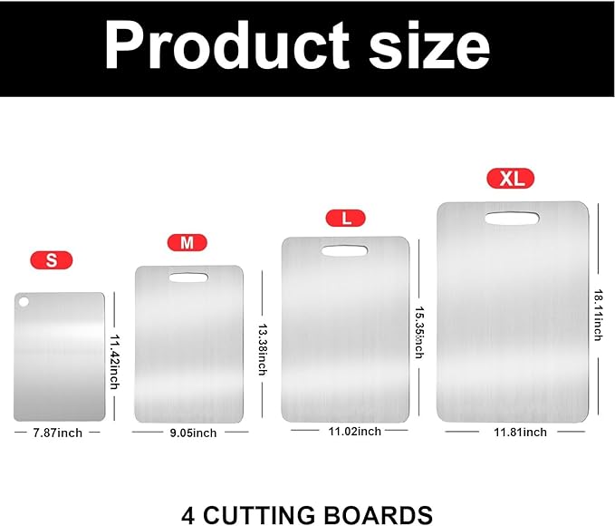 Katuchef Titanium Cutting Board,2026 New 100% Pure Titanium Cutting Boards for Kitchen,Non toxic Doubld-Side Durable Chopping Boards, Easy to Clean and Store(3PCS-S+M+L)