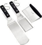 Anmarko Metal Spatula Stainless Steel Scraper - Professional Chef Griddle Spatulas Set of 3 - Heavy Duty Accessories Great for Cast Iron BBQ Flat Top Grill Skillet Pan - Commercial Grade