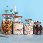 1 Gallon Glass Jar with Airtight Lid and Anti-Skid Bottom for Dry Food Storage