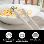 carrotez Silicone Cooking Kitchen Tongs, Anti-Slip,Non-Scratch Serving Tongs 9.25 Inches - Ivory