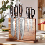 Magnetic Knife Block Stand, Kitchen Counter Organizer, Double-Sided Kitchen Knife Holder, Acacia Wood, Universal Storage Organizer, 11.7 x 8.6 x 4 inches