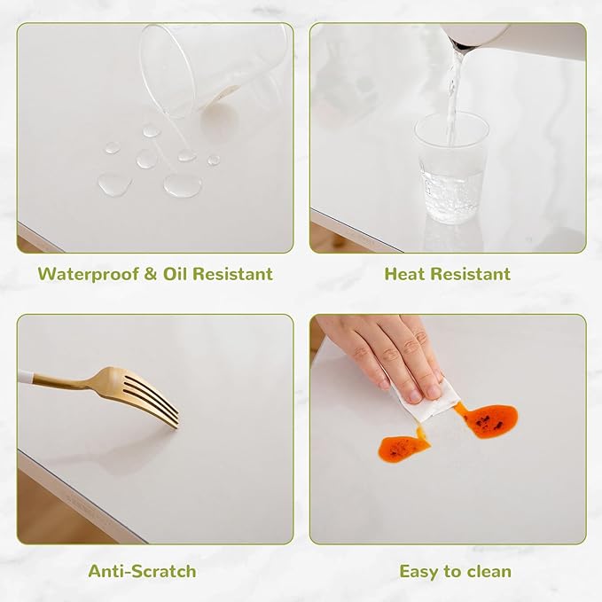 36 x 66 Inch Clear Table Cover, 1.5mm Thick Plastic Table Protector for Dining, Kitchen & Office