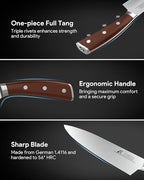 Knife Set, New 15° Beveled Easy Insert, 15 Pcs Kitchen Knife Block Set with Block and Sharpener, German Vacuum Oil Cooled Crafted, Countertop-Free Steak Knife Set, Stainless Steel Brown