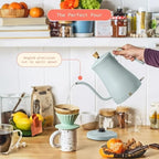 Beautiful 1L Electric Gooseneck Kettle, Precision Pour Spout, 1200W Fast Boil, Auto Shut-Off, Cordless, Stainless Steel, Tea & Coffee Maker with Ergonomic Handle, Matte Finish (Hydrangea)