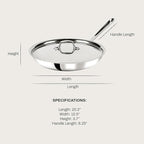All-Clad D3 12" Stainless Steel Frying pan W/Lid, 3-Ply Stainless Steel Pan, Induction, Oven Broiler Safe 600F Skillet, Professional Cookware, Silver