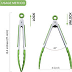 7 inch Cooking Tongs, MSY BIGSUNNY Set of 3 Mini Kitchen Tongs Silicone Serving Tongs With Silicone Tips for FoodGrill, Salad, BBQ (Red Green Orange)