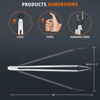 Hotec Stainless Steel Kitchen Tongs, 16 Inch Extra Long Locking Metal Food Tongs for Cooking, Serving, BBQ, Grill Non-Slip Grip
