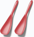 Silicone Spatula Spoon, Great for Both Cooking and Serving Durable BPA-Free Matte Black Silicone, Seamless Design, Safe for Nonstick Cooking Surfaces, 2-Pcs, Red