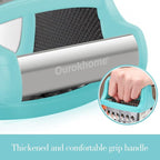 Ourokhome Cheese Grater with Handle, Stainless Steel Box Grater, 4 Side Kitchen Vegetable Shredder Slicer Zester with Container for Parmesan, Cabbage, Ginger, Lemon, Chocolate, Coconut (Teal)