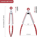 MSY BIGSUNNY Kitchen Food Tongs - 7" Mini Silicone Serving Tongs - Set of 3 (Red)