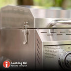 Megamaster 2-Burner Stainless Steel Portable Gas Grill with Built-In Lid, 16,000 BTUs, Foldable Legs, Small Propane Grill for Outdoor Cooking, Camping, Tailgating, Patios, and More - 820-0033M