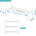 iPEGTOP Expandable Cabinet Storage Shelf Organizer Rack, Heavy Duty Stackable Steel Metal Spice Rack Adjustable Height Pantry Garage Shelf for Counter Kitchen Organization, White - 2 Pack