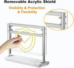 Acrylic Shield Magnetic Knife Block Holder - Marble Base Magnetic Knife Stand for Counter Top -Double Sided Magnetic Knife Holder -Stainless Steel Kitchen Knife Block without Knives -White