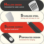 2 Pcs Stainless Steel Spatulas Set,14.2 Silver Slotted Turner, Solid Turner, Kitchen Cooking Utensils Set, High Heat Resistant, Grilling Frying Serving Food, Easy to Clean