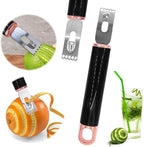 Channel Knife, 2 in 1 Lemon Peeler Zester Cocktail Garnish Citrus Zester 5 Baldes Ultra Sharp Lemon Rind Twist Peeler Stainless Steel Bar Tool Professional Grade Bar Accessory (Rose Gold)