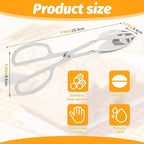 2 Pack Serving Tongs, Buffet Tongs for Kitchen Cooking, 10 Inch Stainless Steel Food Serving Tongs Bread Tongs with Scissor Handles for Salad, Cooking, Catering, Buffet(Silver)