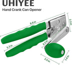 Commercial Can Opener, UHIYEE Hand Crank Can Opener Manual Heavy Duty with Comfortable Extra-long Handles, Oversized Knob, Large Handheld Can Open Easy for Big Cans, Green