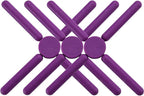 3/Pack Foldable Trivets Silicone, FENGCHEN Folding Trivets, Non-Slip Collapsible Cross Compact Design Expandable Silicone Pot Holder,Violet