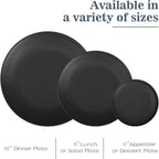 Wheat Straw Dinnerware Sets 40 PCS- Unbreakable Dishes Set for 8, Dishwasher and Microwave Safe Plates and Bowls Sets, Reusable Plastic Plates, Bowls, Drinking Cups for Camping, Party - Black