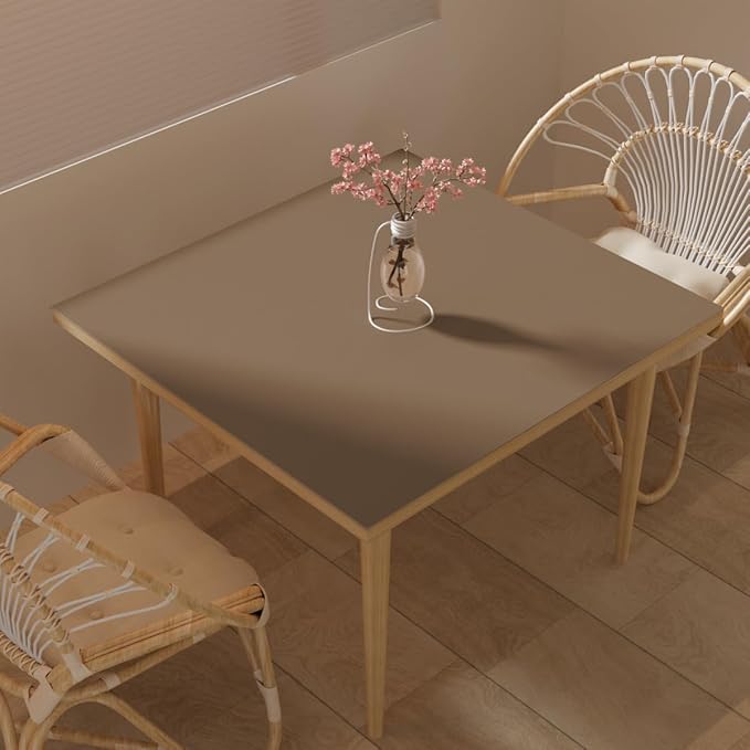 Leather Table Cover,1.8mm Thick,40x40 Inch Table Protector,Table Protector for Dining Room Table,Dining Table Cover,Table Cover Protector.(Mud Color+Champagne Gold,40x40)