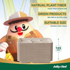 JOLLY CHEF Compostable 5 Compartment Paper Plates 10 * 8.25 * 1 inch 125 Pack Small Disposable Eco-Friendly Biodegradable Food Trays for Primary and Secondary School Students’ Lunch (Brown)