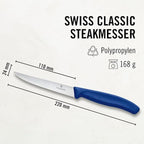Victorinox 6.7232.6 Swiss Classic Steak Knife Set Ideal for Slicing a Wide Variety of Steak Cuts Wavy Edge Blade in Blue, Set of 6