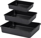 Nonstick Roasting Pan, Deep Baking Pan Set, Large Cake Pan Sets for Oven, 3-Piece Brownie Pan （Black）