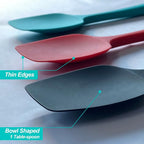 Silicone Spatula Set, High Heat Resistan Rubber Spoon Spatula, Non-Stick Spoonula with Seamless One Piece Design, Flexible Scrapers Baking Mixing Tool,3 Pack, Black
