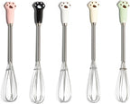 Mini Whisks 7 inch 5Pcs cat paw Stainless Whisk, Hand Egg Mixer for Flour Cake Egg, Kitchen Cooking Baking Use Whisk
