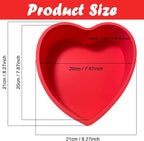 Heart Shaped Cake Pans, 3pcs 8 Inch Silicone Cake Pan for Baking, Heart Molds Silicone Non-Stick Quick Release Suitable, Easy Clean